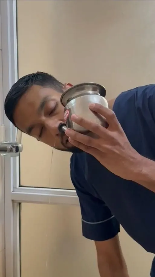 Jal Neti nasal cleansing demonstration